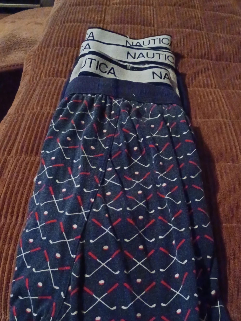 Nautica Navy Boxer Briefs with Red/White Pattern & Blue And Gray Solid Color - 4